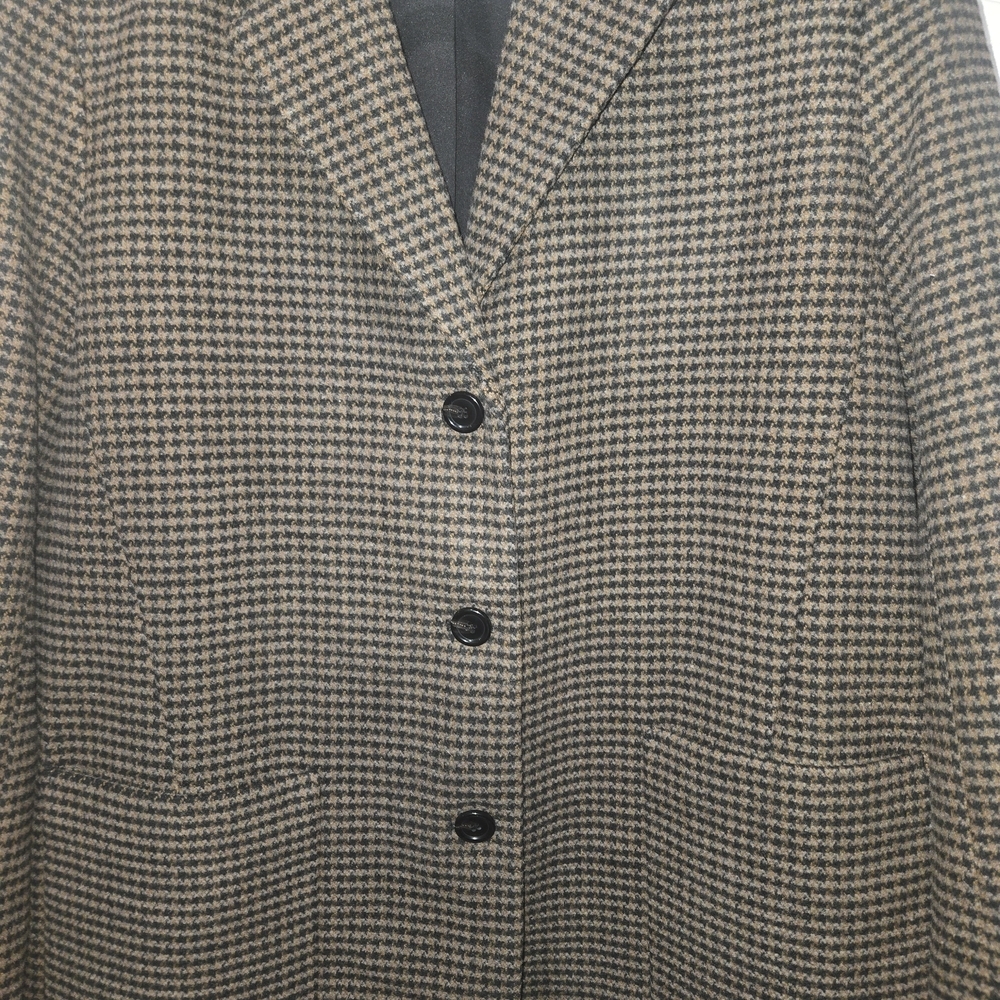 H&M SINGLE-BREASTED DARK BROWN HOUNDSTOOTH BLAZER SIZE L NWOT - Picture 3 of 10